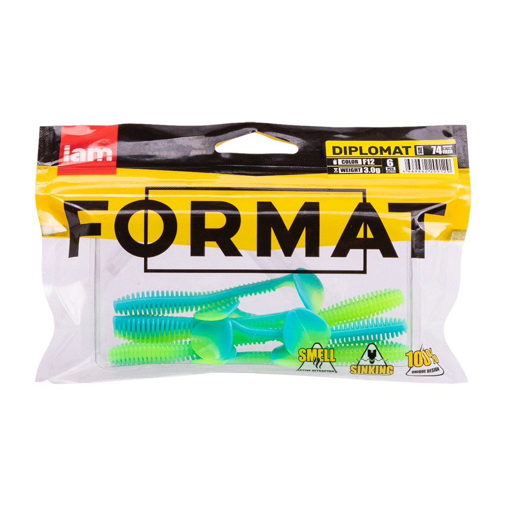 Силиконовая приманка FORMAT DIPLOMAT 74mm, цвет F12, (6шт). Фото №5 Силиконовая приманка FORMAT DIPLOMAT 74mm, цвет F12, (6шт). Фото №5