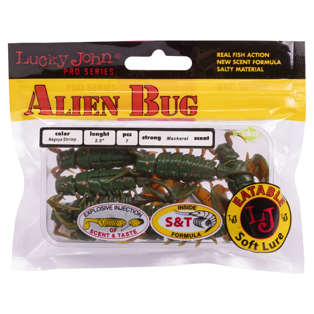 Виброхвост Lucky John Pro Series Alien Bug 2,5" 63мм, (7шт. упак.) цвет 085. Фото №5