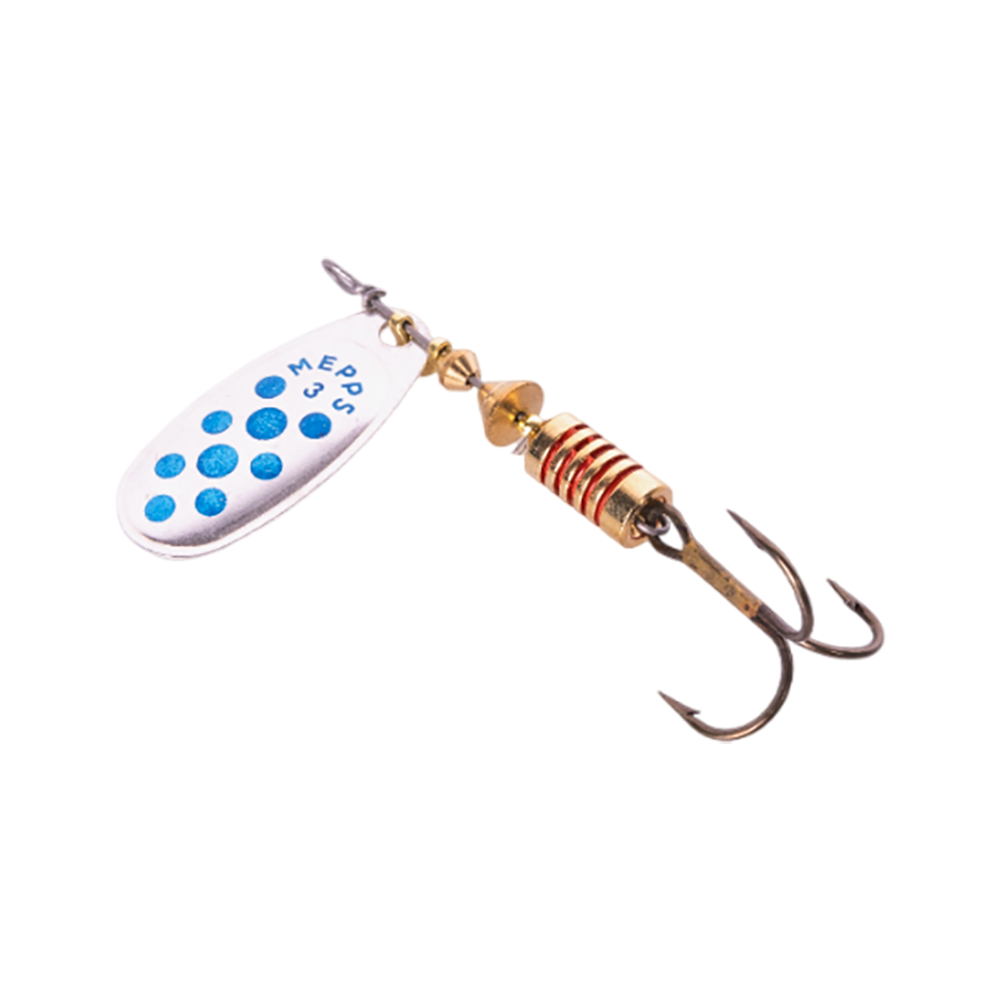 Блесна вращающаяся Mepps Comet PTS №3, 6,5гр, цвет (Silver/Blue Dots) серебро/синие точки. Фото №1 Блесна вращающаяся Mepps Comet PTS №3, 6,5гр, цвет (Silver/Blue Dots) серебро/синие точки. Фото №1