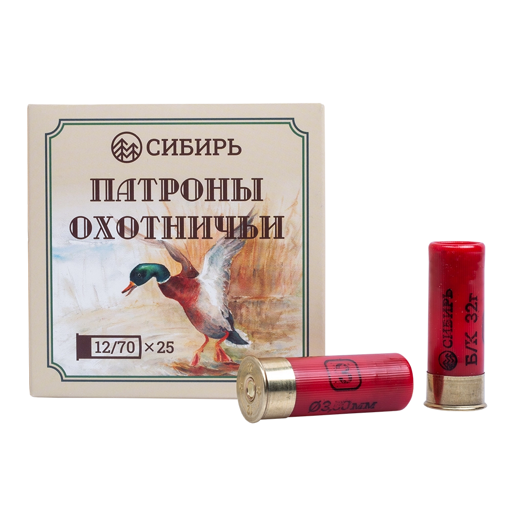 Патрон СИБИРЬ PREMIUM 12/70 охотничий дробовой 32г №3 б/к (в пачке 25 шт) (в коробке 250шт). Фото №2 Патрон СИБИРЬ PREMIUM 12/70 охотничий дробовой 32г №3 б/к (в пачке 25 шт) (в коробке 250шт). Фото №2