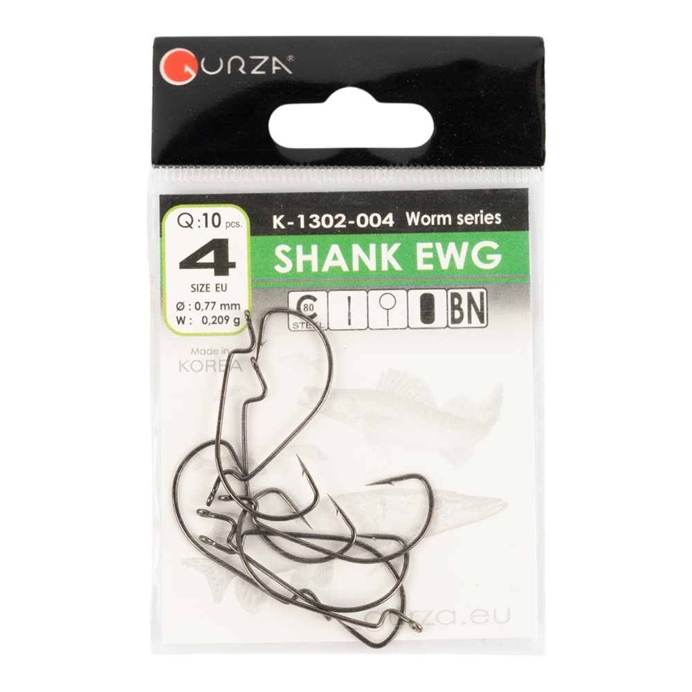 Крючок Gurza SHANK EWG #4 BN 10 шт/уп. (офсетный). Фото №1