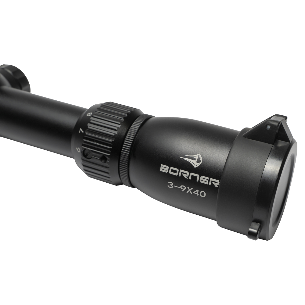 Прицел оптический BORNER 3-9x40 Mildot (крышки + кольца). Фото №6