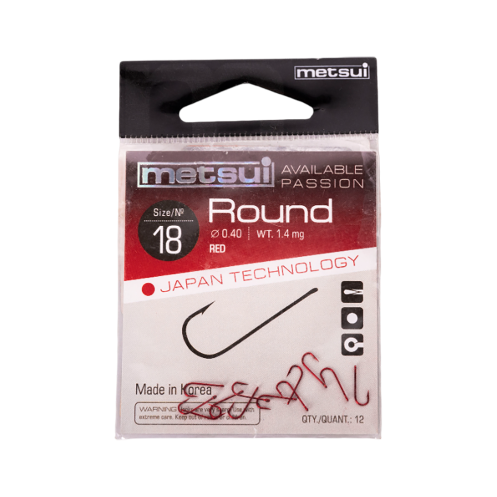 Крючки metsui ROUND цвет red размер №18 в уп. 12шт.. Фото №1 Крючки metsui ROUND цвет red размер №18 в уп. 12шт.. Фото №1