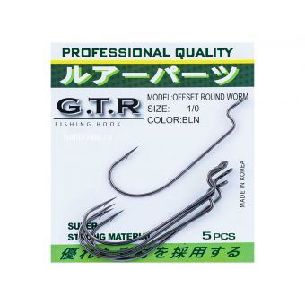 Крючок офсетный GTR OFFSET WORM № 3 черный никель (уп. - 10х5 шт.). Фото №2