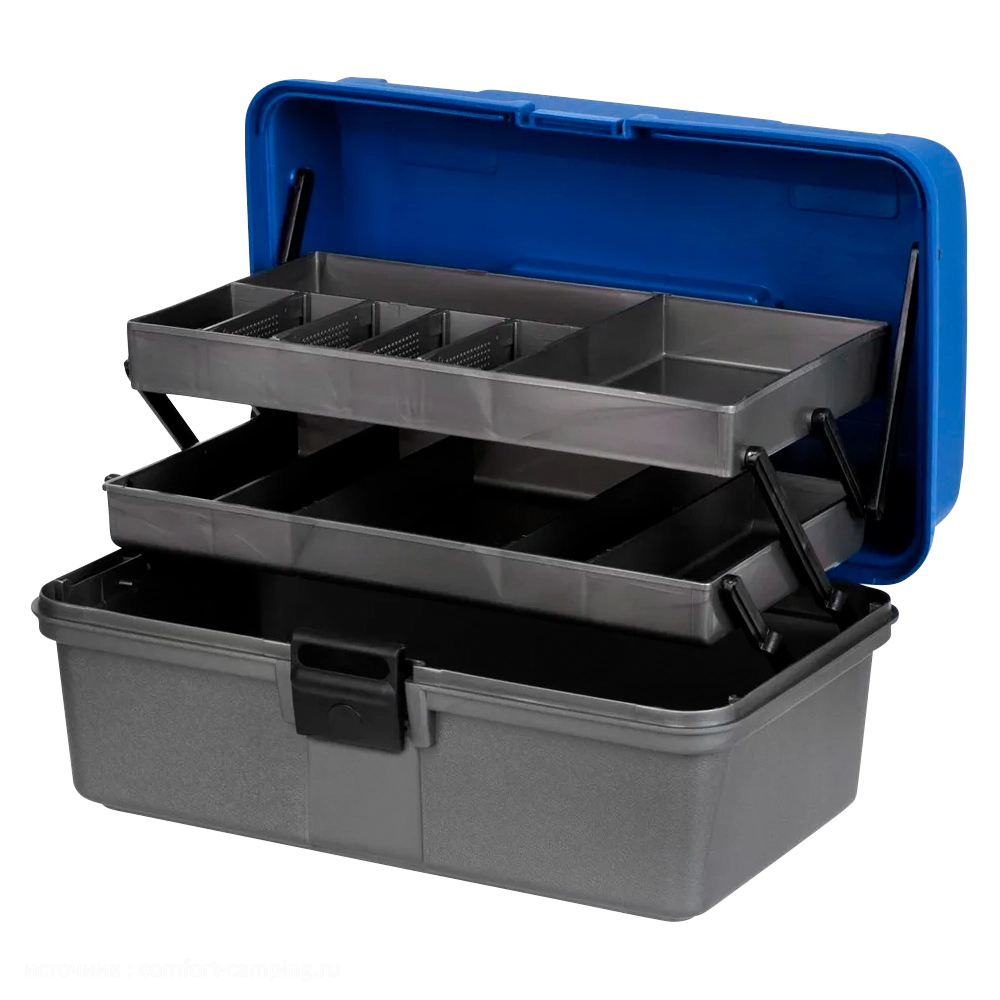 Ящик рыболова двухполочный синий Helios. Фото №2