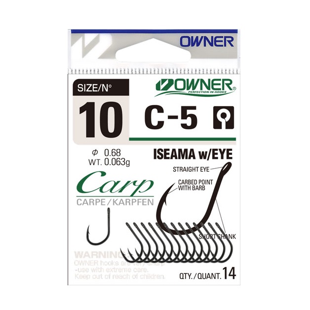 Крючок Owner Carp C-5 Iseama with Eye №14. Фото №1