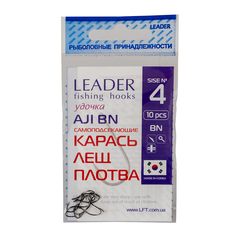Крючки Leader AJI BN,Самоподсекающие №04 (10шт). Фото №1