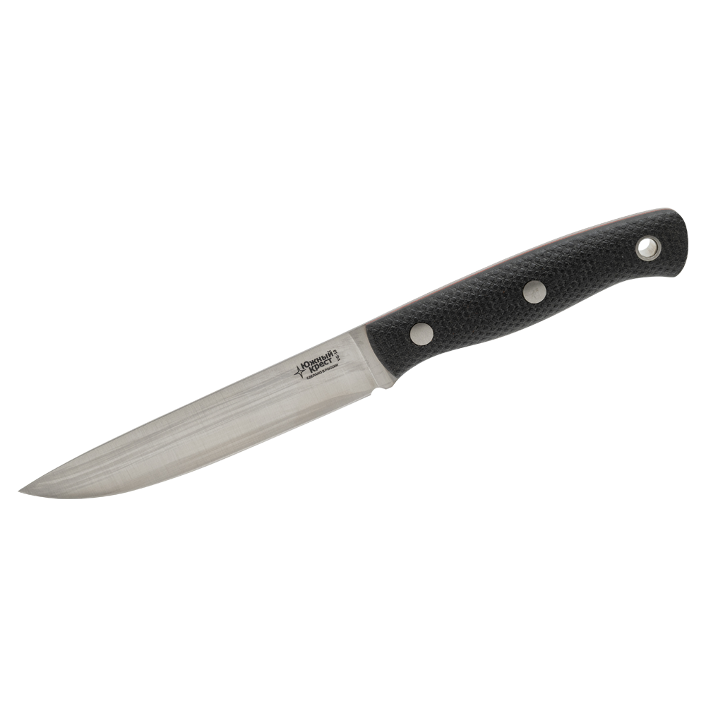 Нож Южный крест Slender M, клинок VG-10, рукоять микарта черная, насечка. Фото №1