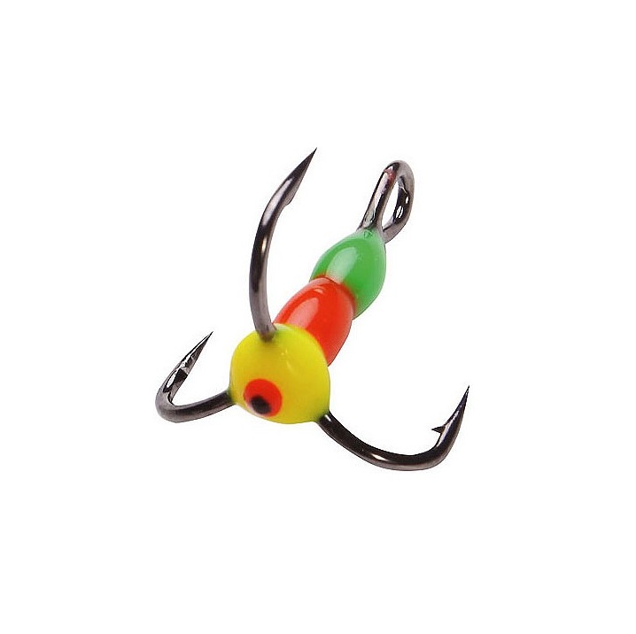Крючок-тройник для приманок Lucky John SCANDI с каплей цвет. размер  008/YGR. Фото №1