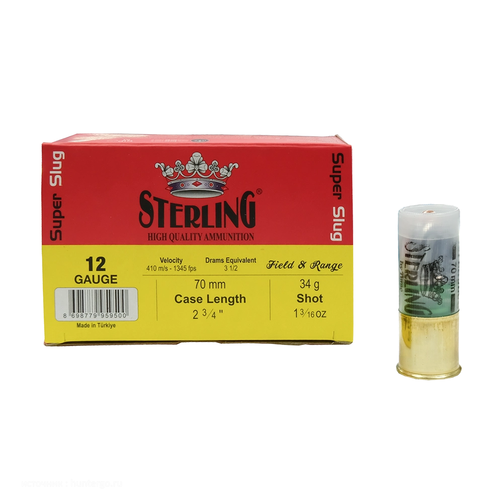 Патрон STERLING 12/70 34гр. с пулей Super SLUG . (в пачке 10 шт.). Фото №2 Патрон STERLING 12/70 34гр. с пулей Super SLUG . (в пачке 10 шт.). Фото №2