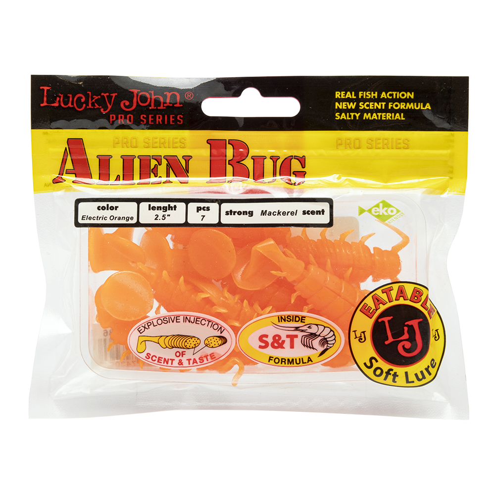 Виброхвост Lucky John Pro Series Alien Bug 2,5" 63мм, (7шт. упак.) цвет 036. Фото №4