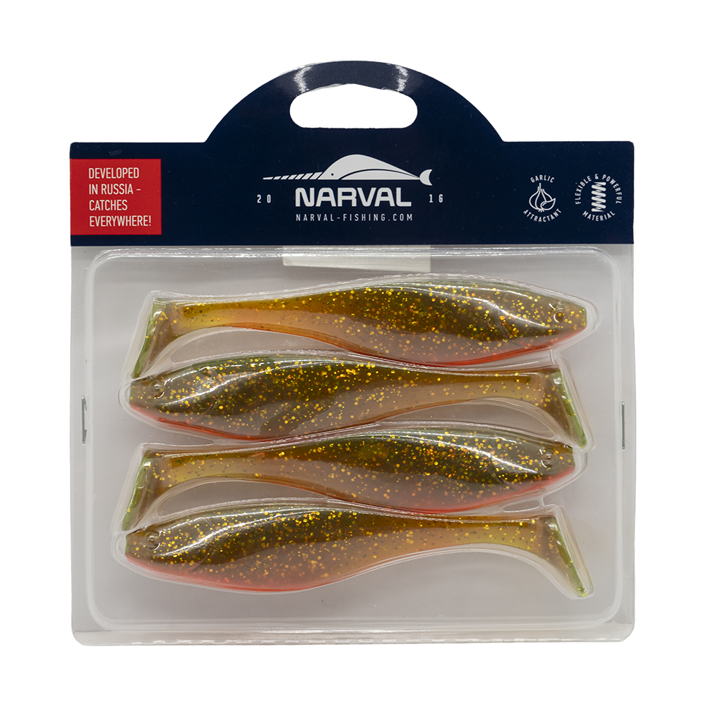 Приманка силиконовая Narval Commander Shad 120мм, (4шт. упак.) цвет (#005) Magic Motoroil. Фото №2