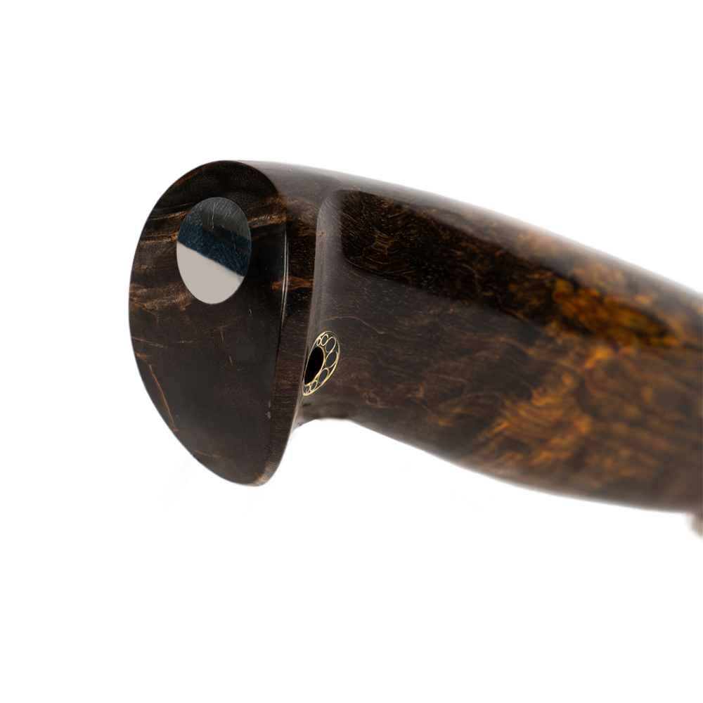 Нож МС "Соболь" сталь М390, мельхиор, рукоять из стабилизированной карельской березы (набор). Фото №4