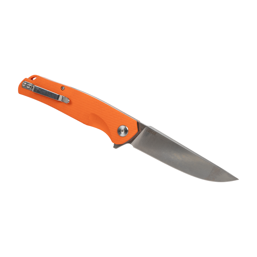 Нож складной Кизляр Shark, клинок D2, рукоять G10, оранжевый. Фото №1