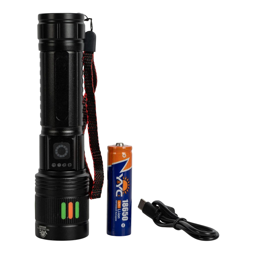 Фонарь ручной 2310-PM20-TG (аккумулятор 18650, кассета для ААА, индикатор заряда, разъем Type-C). Фото №1 Фонарь ручной 2310-PM20-TG (аккумулятор 18650, кассета для ААА, индикатор заряда, разъем Type-C). Фото №1