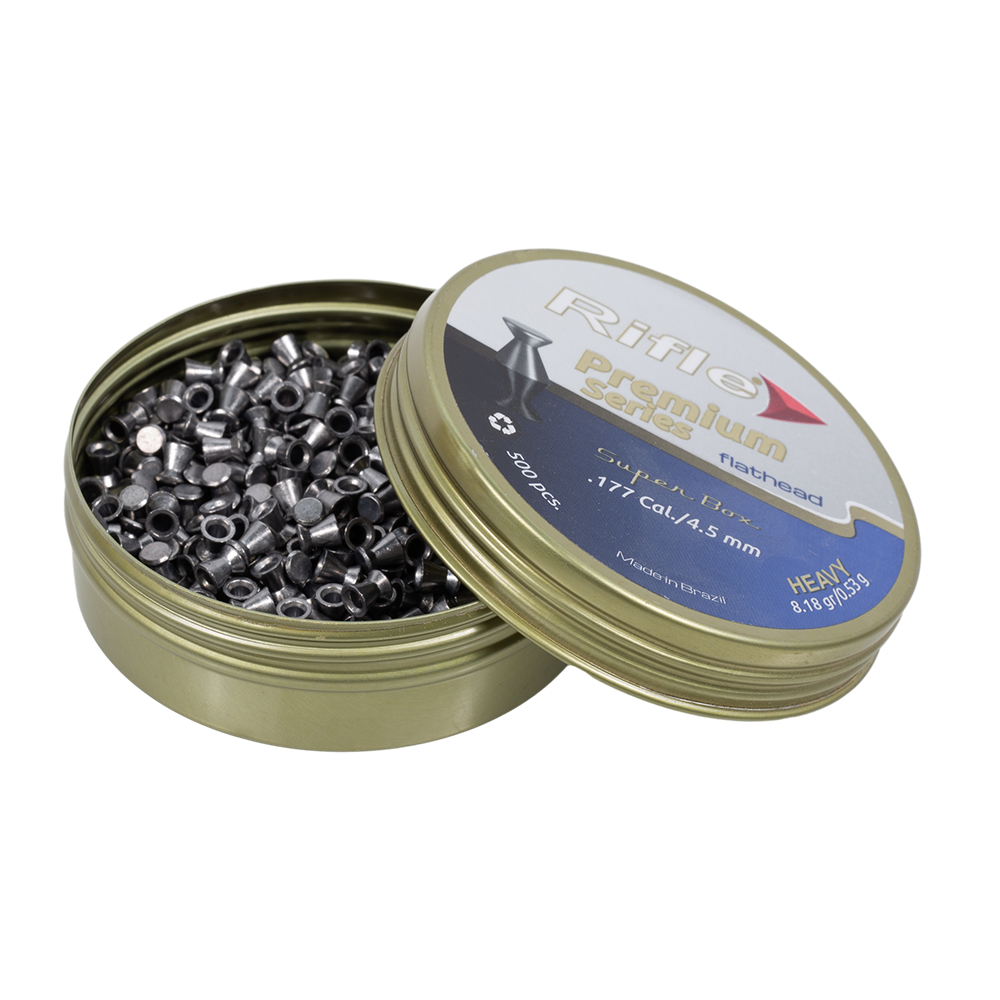 Пуля пневматическая RIFLE Premium Series Flathead Heavy 4,5 мм. 0,53 гр. (500 шт. в банке). Фото №2