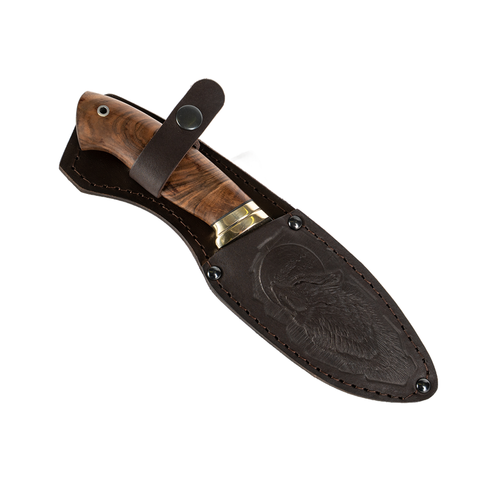 Нож МС "Разделочный", кованая сталь, ХВ5, лит. мельхиор, орех (кап). Фото №7