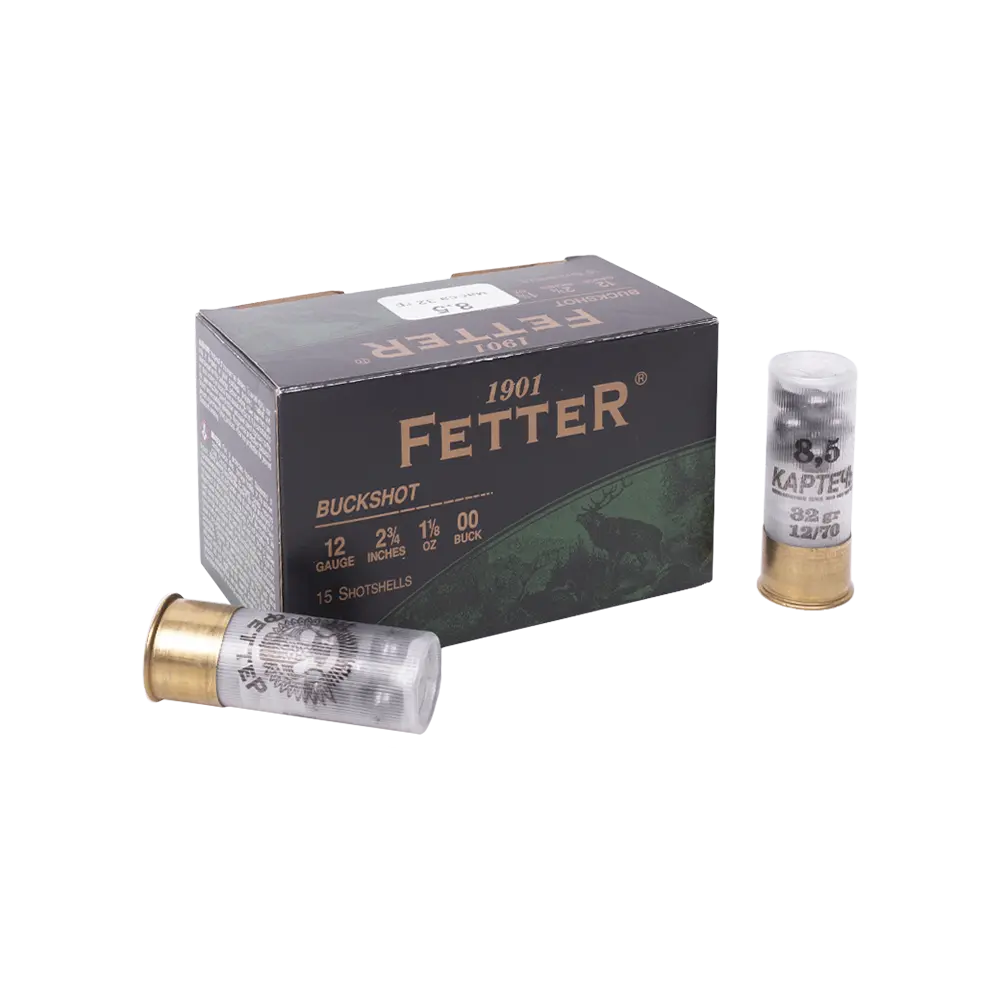 Патрон ФЕТТЕР 12/70 картечь (8,5мм), 32гр. (в пачке 15 шт.) (в коробке 225 шт.). Фото №2 Патрон ФЕТТЕР 12/70 картечь (8,5мм), 32гр. (в пачке 15 шт.) (в коробке 225 шт.). Фото №2