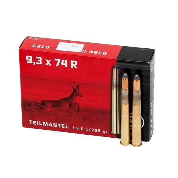 Патрон нарезной RWS калибр 9.3x74R Geco TM 16,5 гр. (в пачке 20 шт.). Фото №1