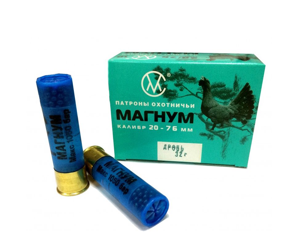 СКМ Патрон охотничий 20/76 № 00, 32 гр. Магнум (п. Импорт). Фото №1
