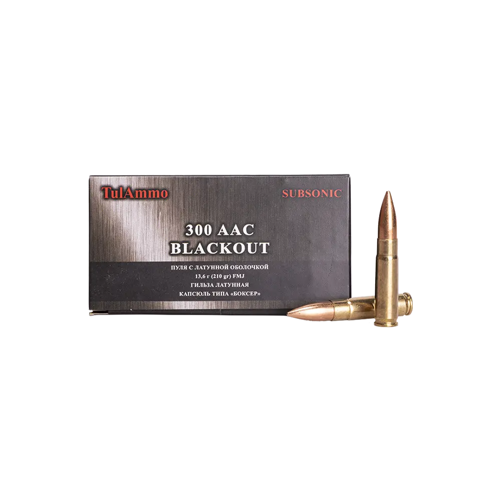 Патрон нарезной ТПЗ 300ААС Blackout FMJ 13,6гр/210gr, лат. об/лат. гил. (20шт.) (500шт в коробке). Фото №1