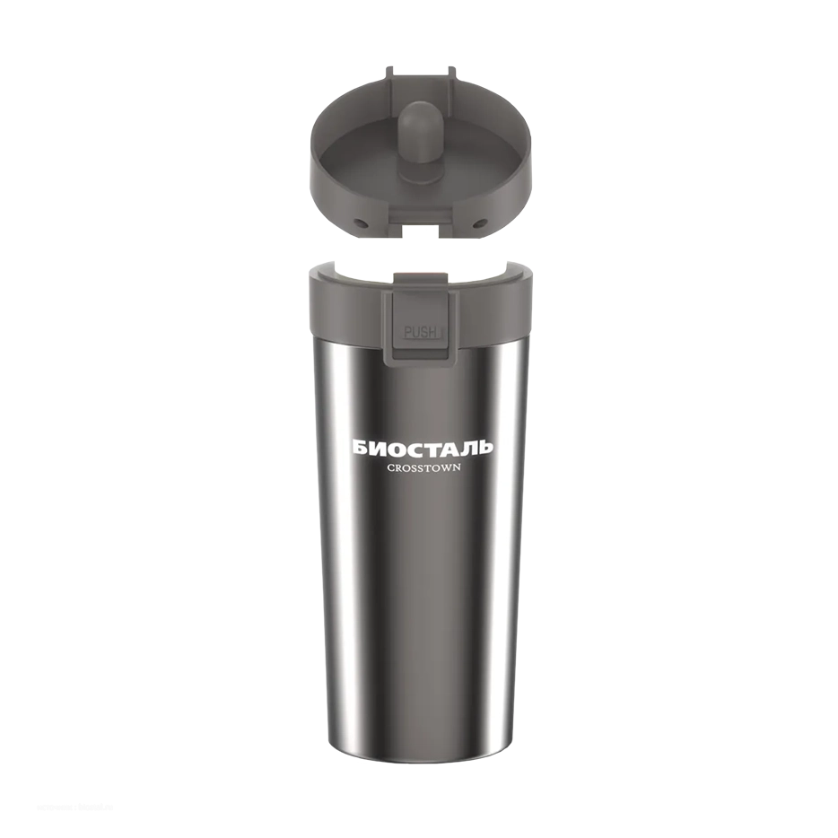 Термос-кружка "BIOSTAL-CROSSTOWN" NMT-400V, цвет ВОРОНЁНАЯ СТАЛЬ (BIOSTAL). Фото №3