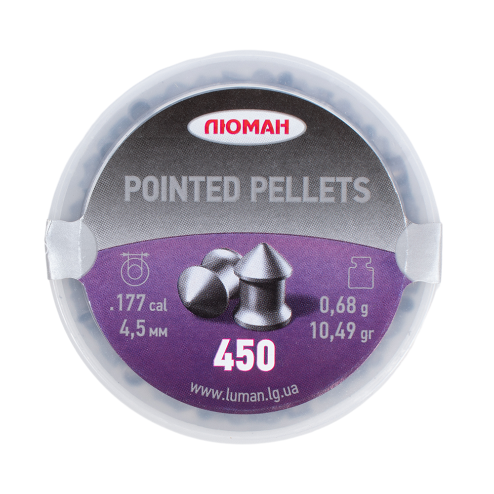 Пуля пневматическая "Pointed pellets", 0,68 г. 4,5 мм. (450 шт.) (36 в упаковке). Фото №1