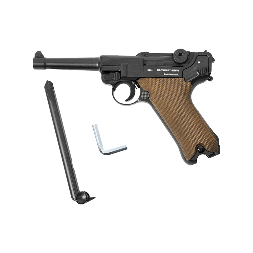 Пистолет пневматический BORNER P08 Blowback, калибр 4,5 мм /BBs . Фото №12 Пистолет пневматический BORNER P08 Blowback, калибр 4,5 мм /BBs . Фото №12