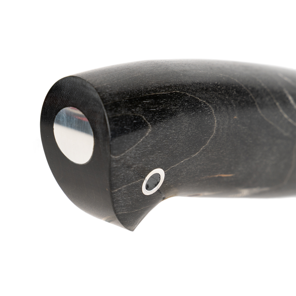 Нож МС Соболь, клинок D2, рукоять стабилизированная карельская береза, литье мельхиор. Фото №3