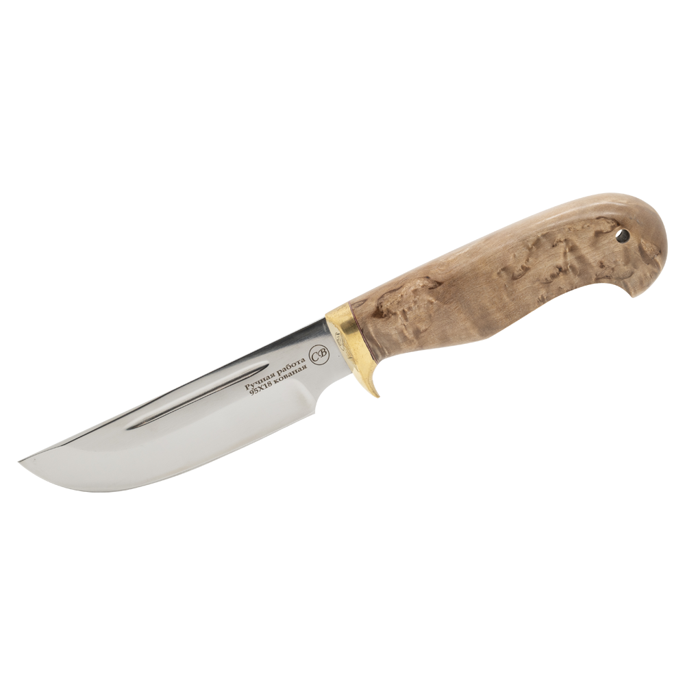 Нож "Секач малый", клинок 95х18, рукоять стаб. кар. береза. Фото №1