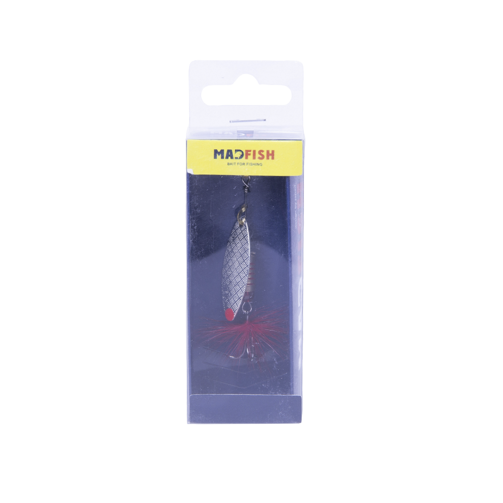 Блесна вращающаяся MADFISH Aglia Long №1, 6гр, цвет (Silver-red-dot). Фото №1