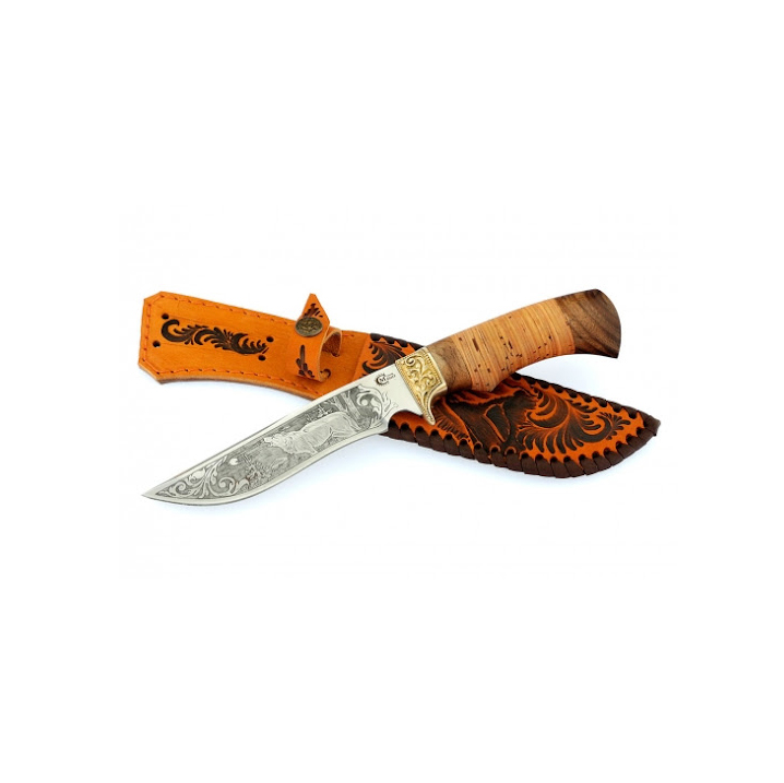 Нож МС Галеон, клинок 65х13, рукоять бер., литье, гравировка. Фото №2