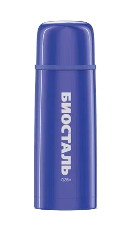 Термос BIOSTAL узкое горло с кнопкой цветной синий NB-350 C-B. Фото №1