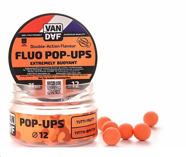 Поп-апы VAN DAF Тутти-фрутти, 12 мм, оранжевый, 25 шт.. Фото №1