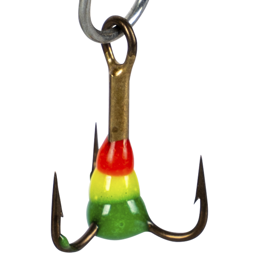 Крючок-тройник для приманок  Lucky John с каплей цвет. разм010/RYG. Фото №1