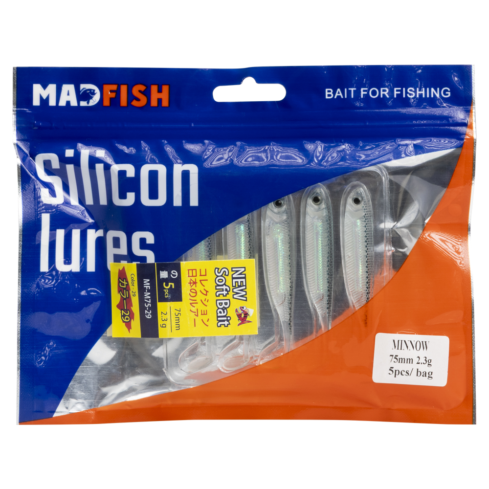 Виброхвост MADFISH MINNOW 75мм, 2.3г, (5 шт. уп.) цвет 29. Фото №1 Виброхвост MADFISH MINNOW 75мм, 2.3г, (5 шт. уп.) цвет 29. Фото №1