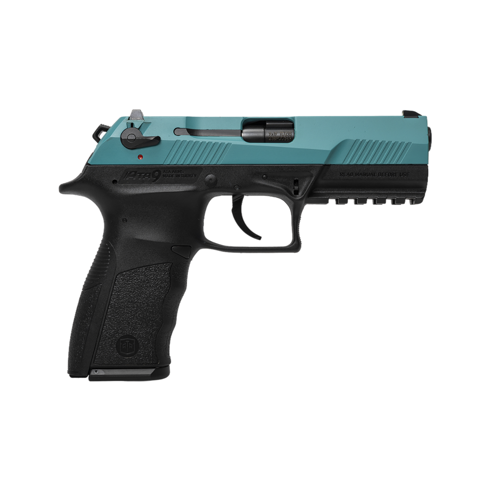 Пистолет АТА9 калибр 9*19 мм, Bosphorus, голубой затвор, черная рамка. Фото №1 Пистолет АТА9 калибр 9*19 мм, Bosphorus, голубой затвор, черная рамка. Фото №1