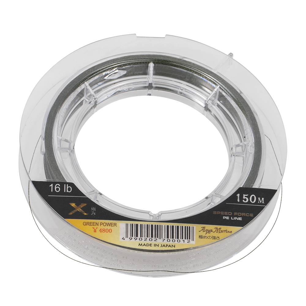 Шнур плетеный X SPEED FORCE WX4  (16 lb;   0.171 мм;   7.25 кг.) 150 м.   (зеленая). Фото №1