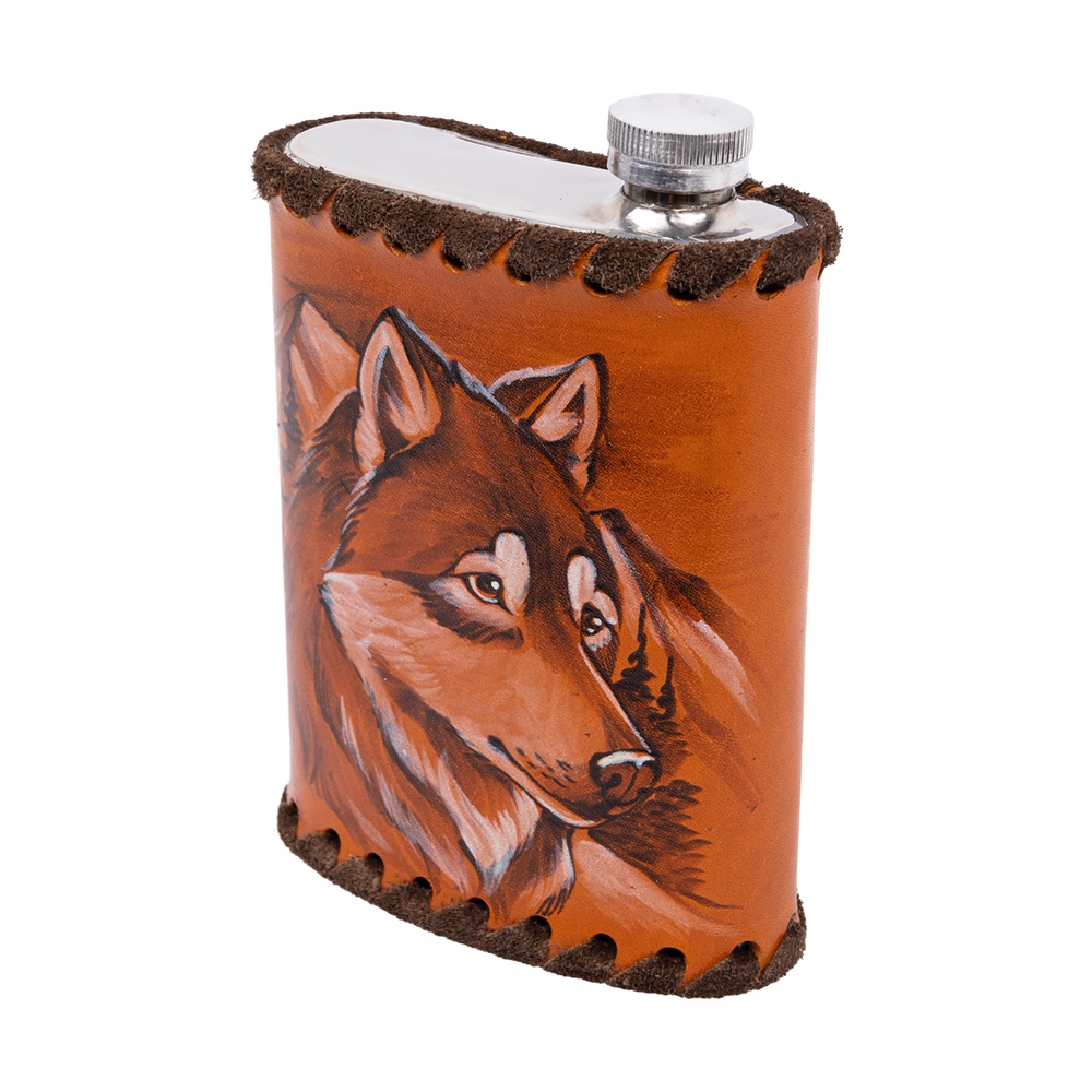 Фляжка 0,330л (в коже, рисов.) (ИП Кишурова). Фото №1