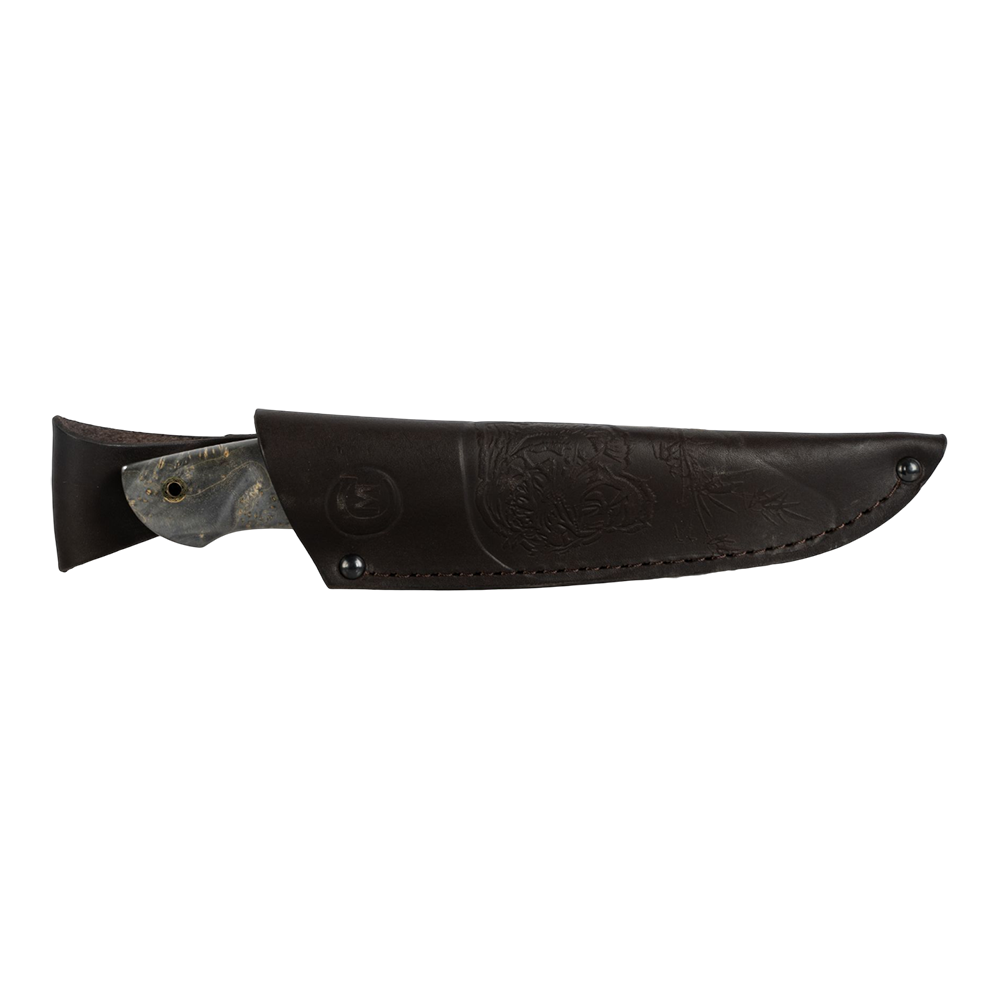 Нож МС Кайман, клинок М390, мельхиор, зуб мамонта, стаб. кап клена. Фото №3 Нож МС Кайман, клинок М390, мельхиор, зуб мамонта, стаб. кап клена. Фото №3