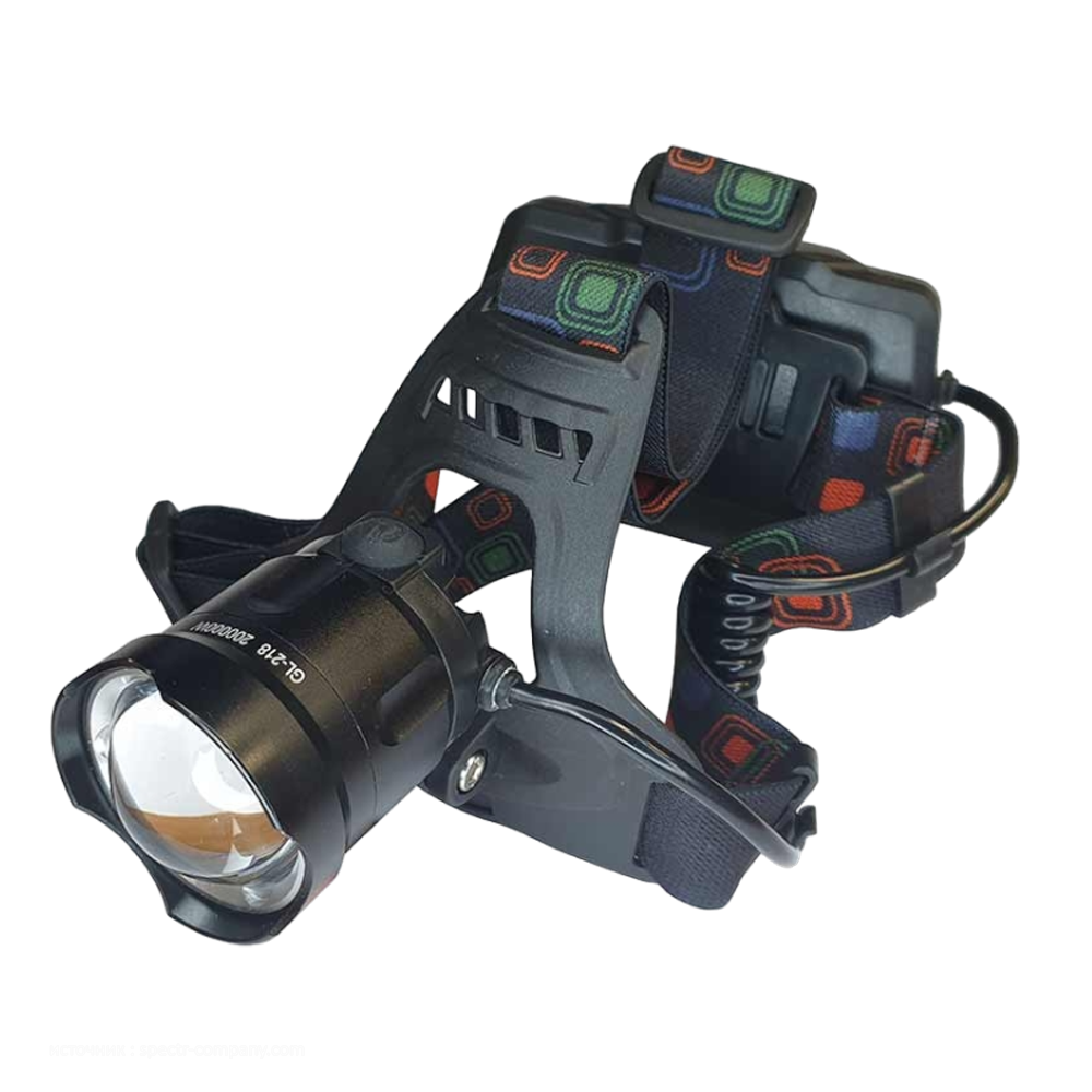 Фонарь на голову аккумуляторный FA-218-Р50 (мощный диод Р50, 3 аккумулятора, зарядка USB, power bank. Фото №1