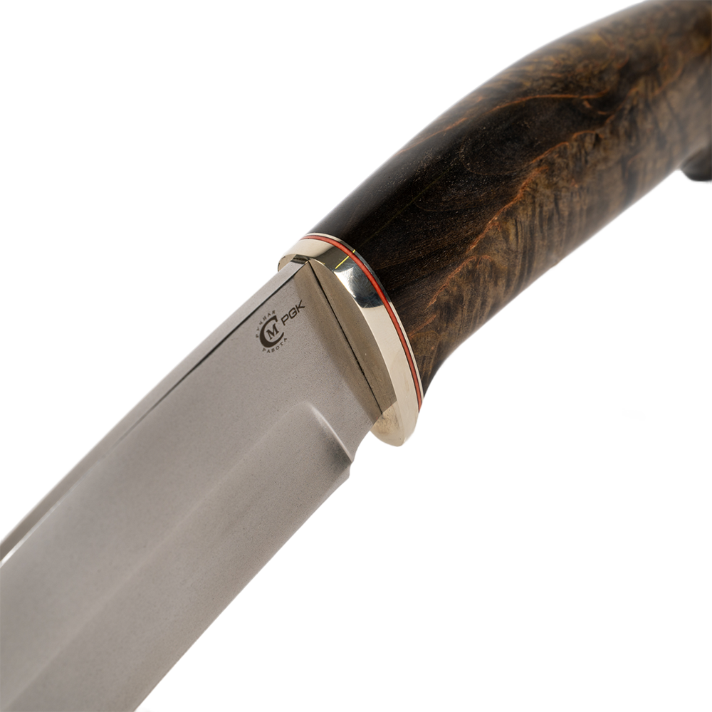 Нож МС "Скиф",сталь PGK, мельхиор, рукоять стабилизированная карельская береза. Фото №6 Нож МС "Скиф",сталь PGK, мельхиор, рукоять стабилизированная карельская береза. Фото №6