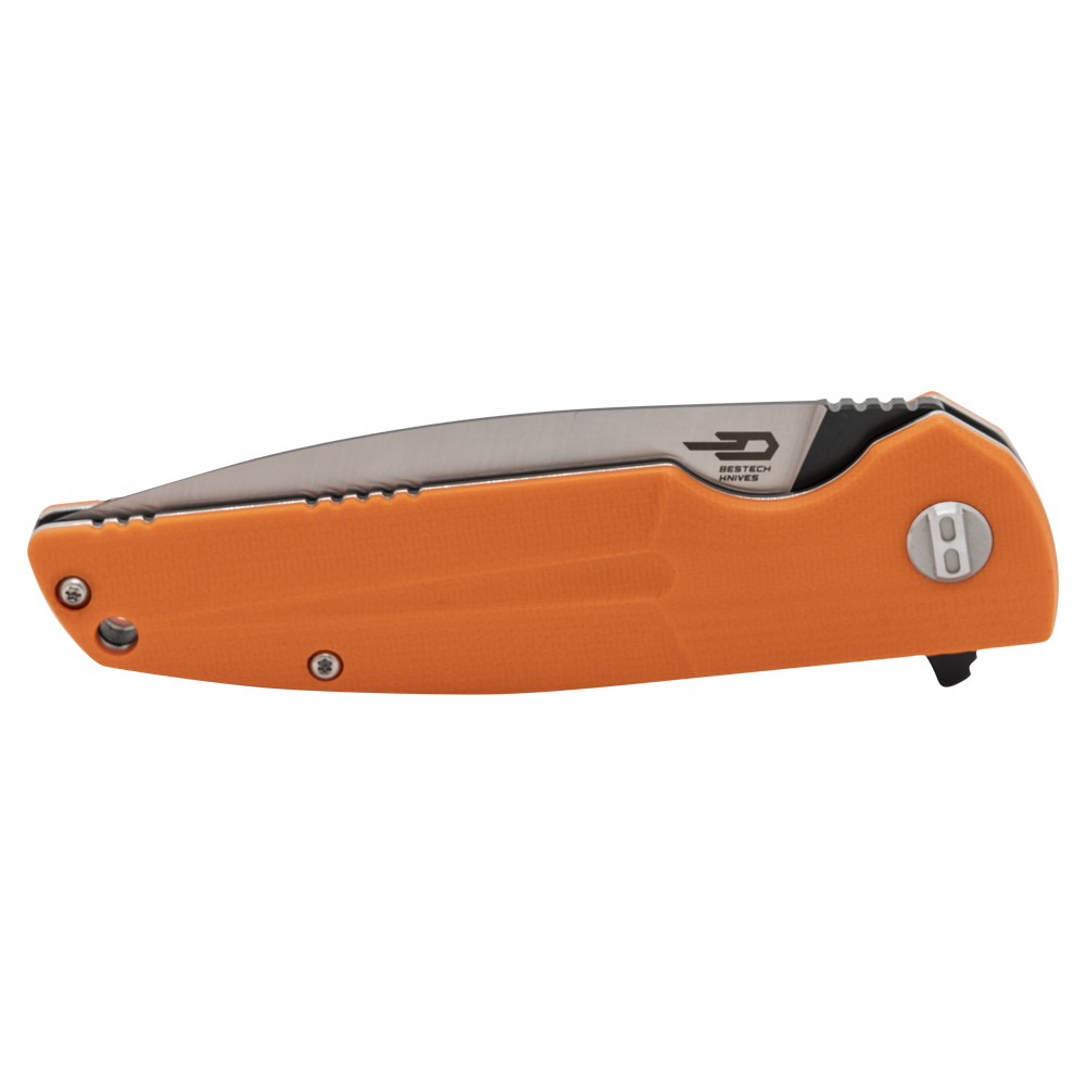 Нож складной Bestech Fin, клинок 14C28N, рукоять оранжевая G10. Фото №3