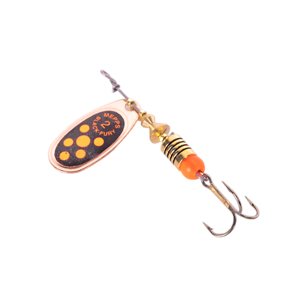 Блесна вращающаяся Mepps Black Fury №2, 4,5гр, цвет (Copper/Orange) медь/оранжевые точки. Фото №1