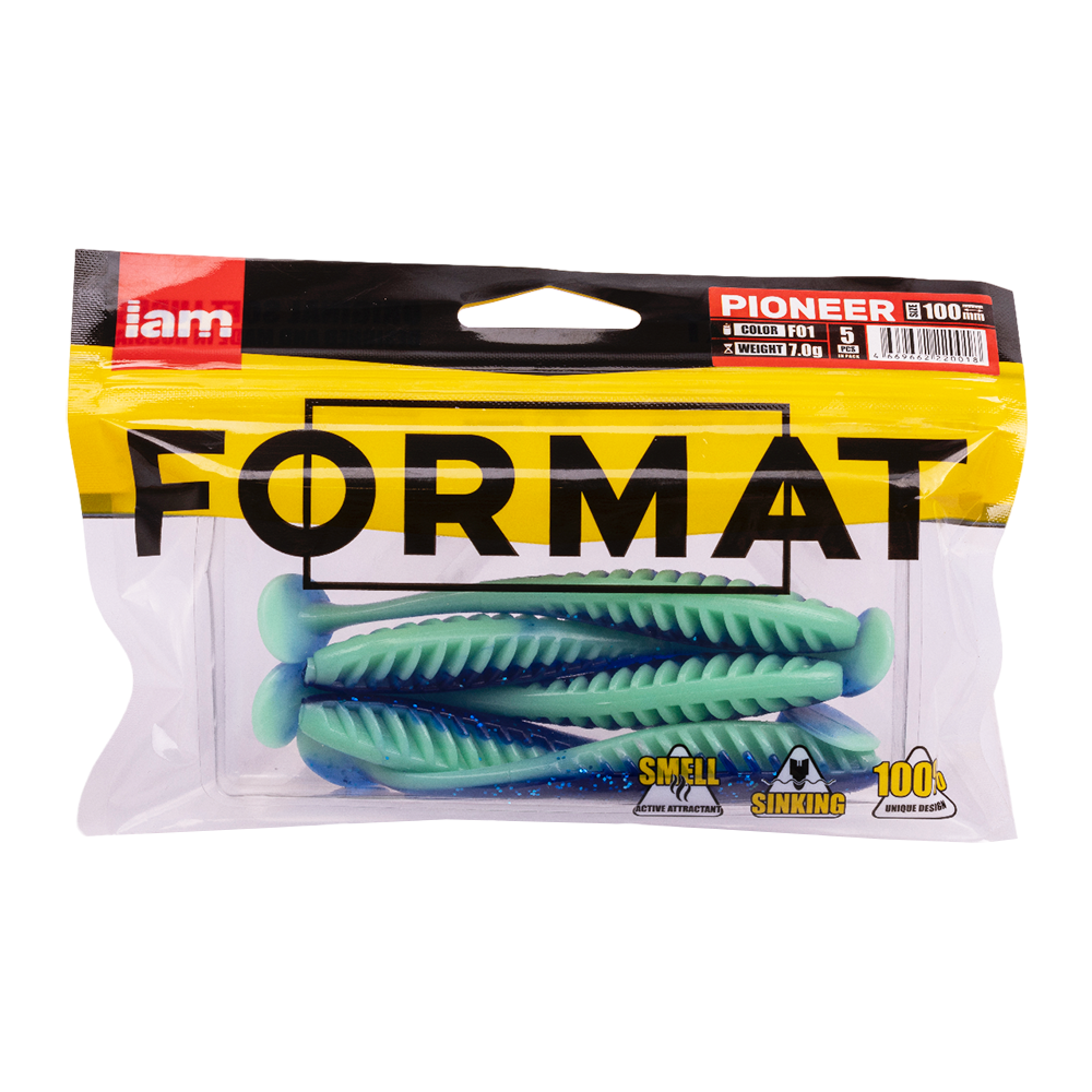 Силиконовая приманка FORMAT PIONEER 100mm, цвет F01, (5шт). Фото №5