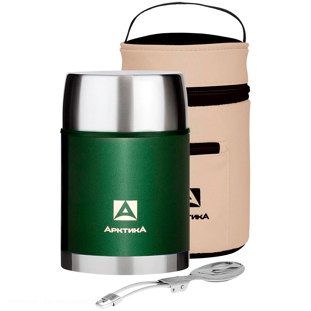 Термос "Арктика" вакуумный, бытовой, с широким горлом в чехле (зелёный), 0,8 л. Фото №2