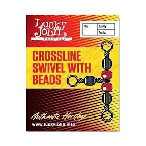 Вертлюжок Lucky John Crosline Swivel с бусинкой №012. Фото №1 Вертлюжок Lucky John Crosline Swivel с бусинкой №012. Фото №1