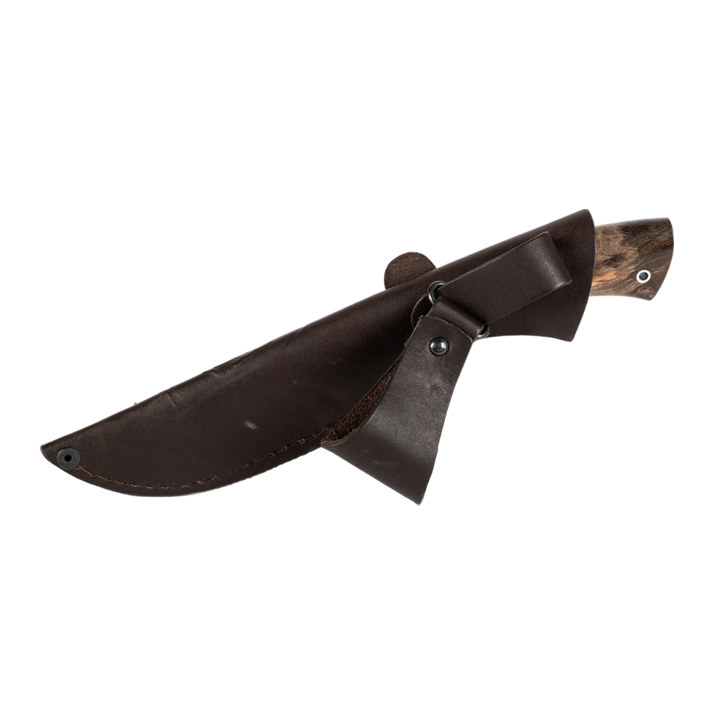 Нож МС Близнец, клинок D2, рукоять стабилизированная карельская береза, литье мельхиор. Фото №9