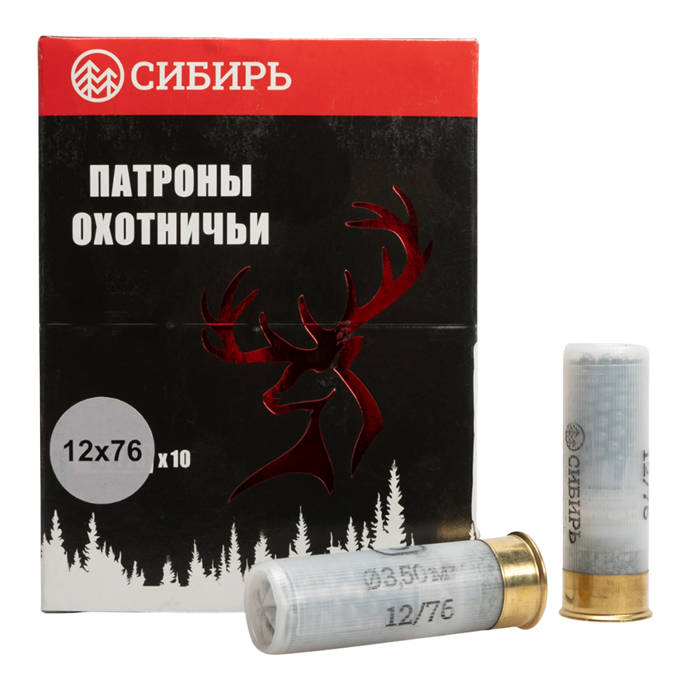 Патрон СИБИРЬ МАГНУМ PREMIUM 12/76 охотничий дробовой 46г №3 (пачка 10 шт) (в коробке 200шт). Фото №1
