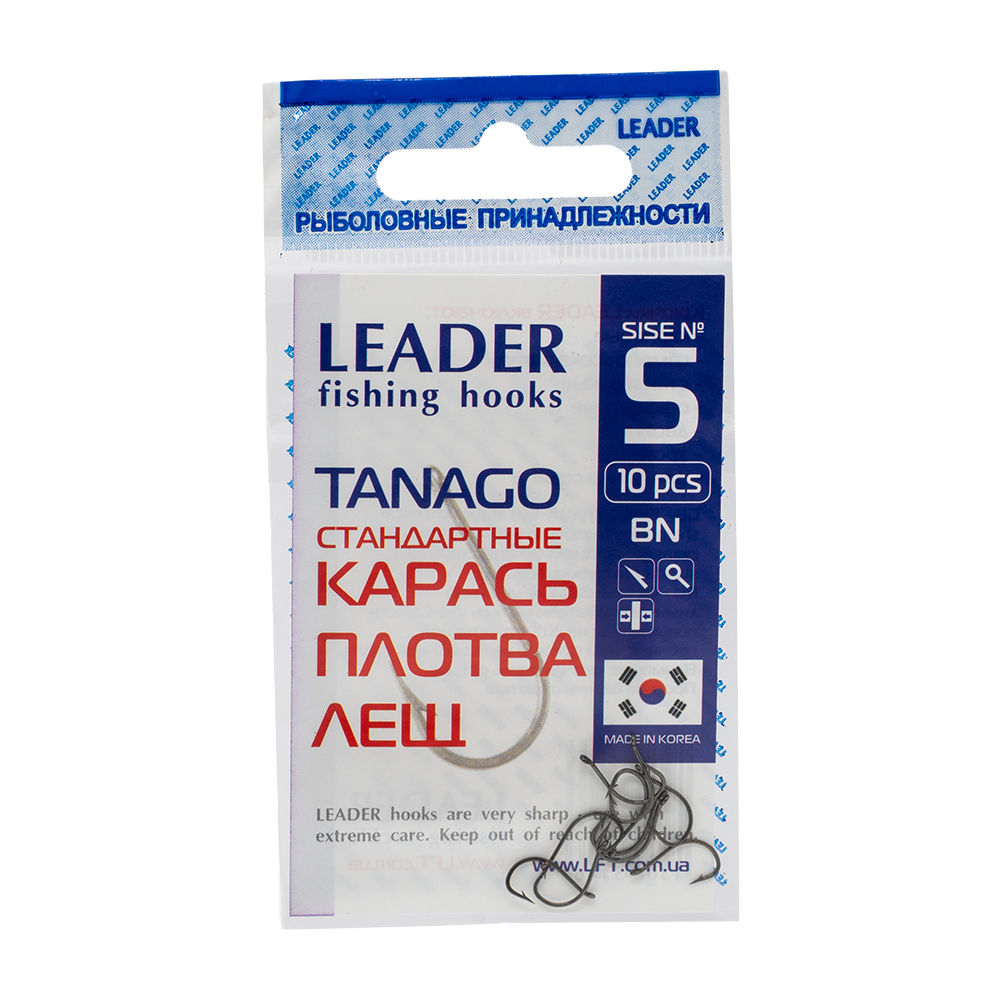 Крючки Leader Tanago, color BN, №5 (10шт. упак.). Фото №1